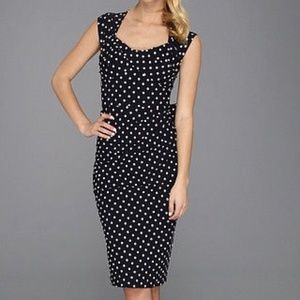 STOP STARING! Navy & White Polka Dot Dress with Bow Size 4